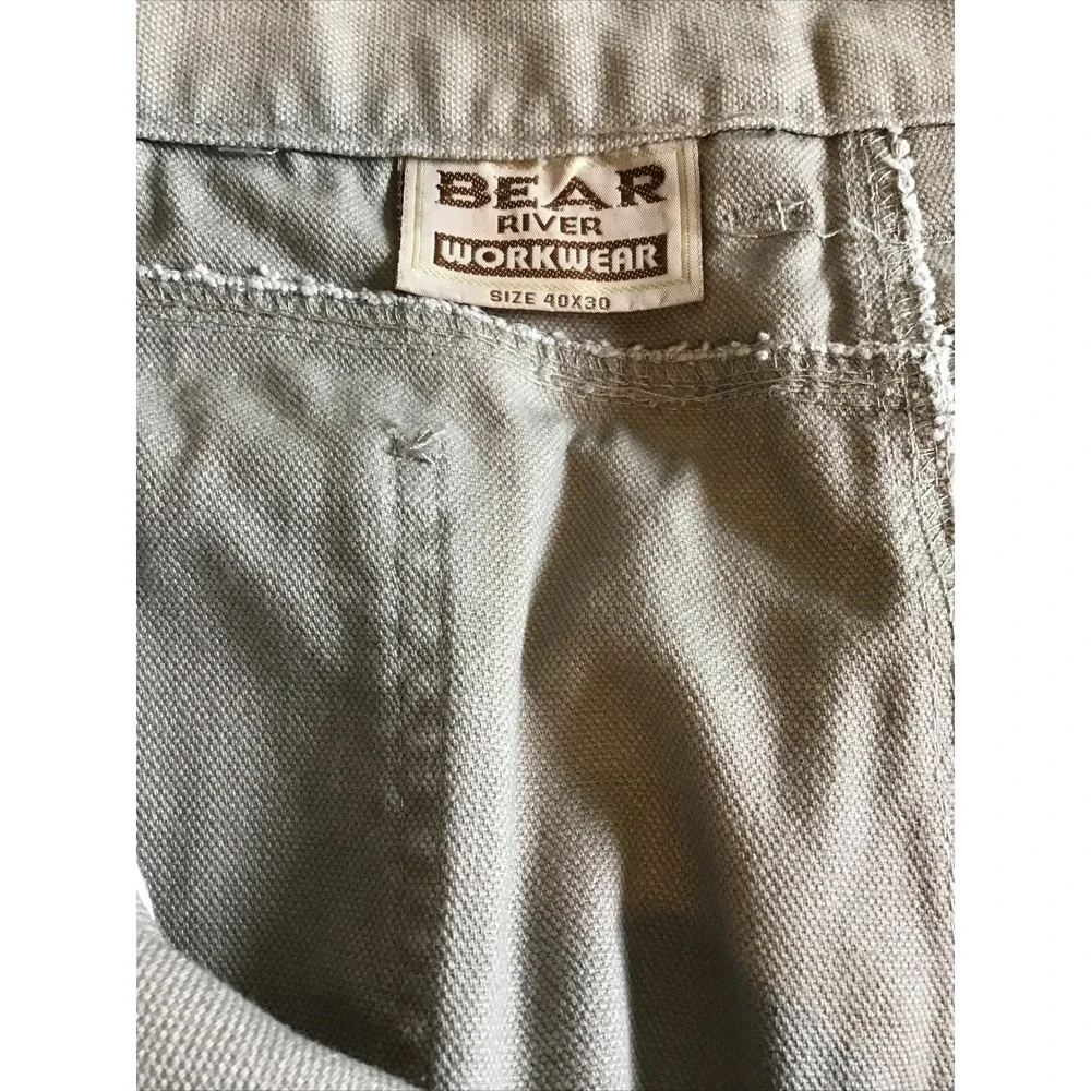 Cargo Carpenter Pants Men's 40x30 Workwear Khaki Double Knee Trousers Bear River